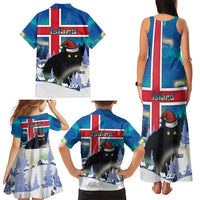 Iceland Christmas Family Matching Tank Maxi Dress and Hawaiian Shirt Yule Cat Gledileg Jol - Wonder Print Shop