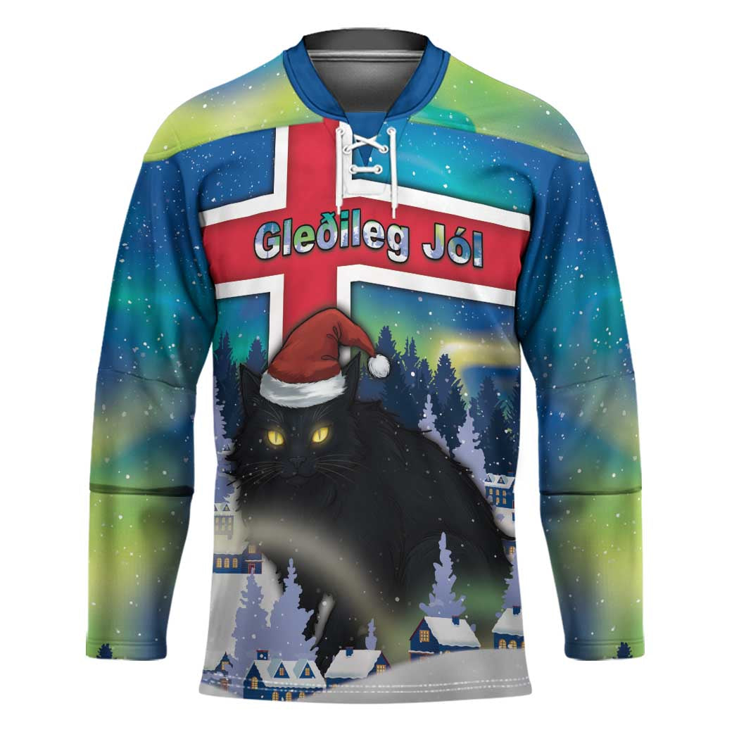Iceland Christmas Hockey Jersey Yule Cat Gledileg Jol - Wonder Print Shop