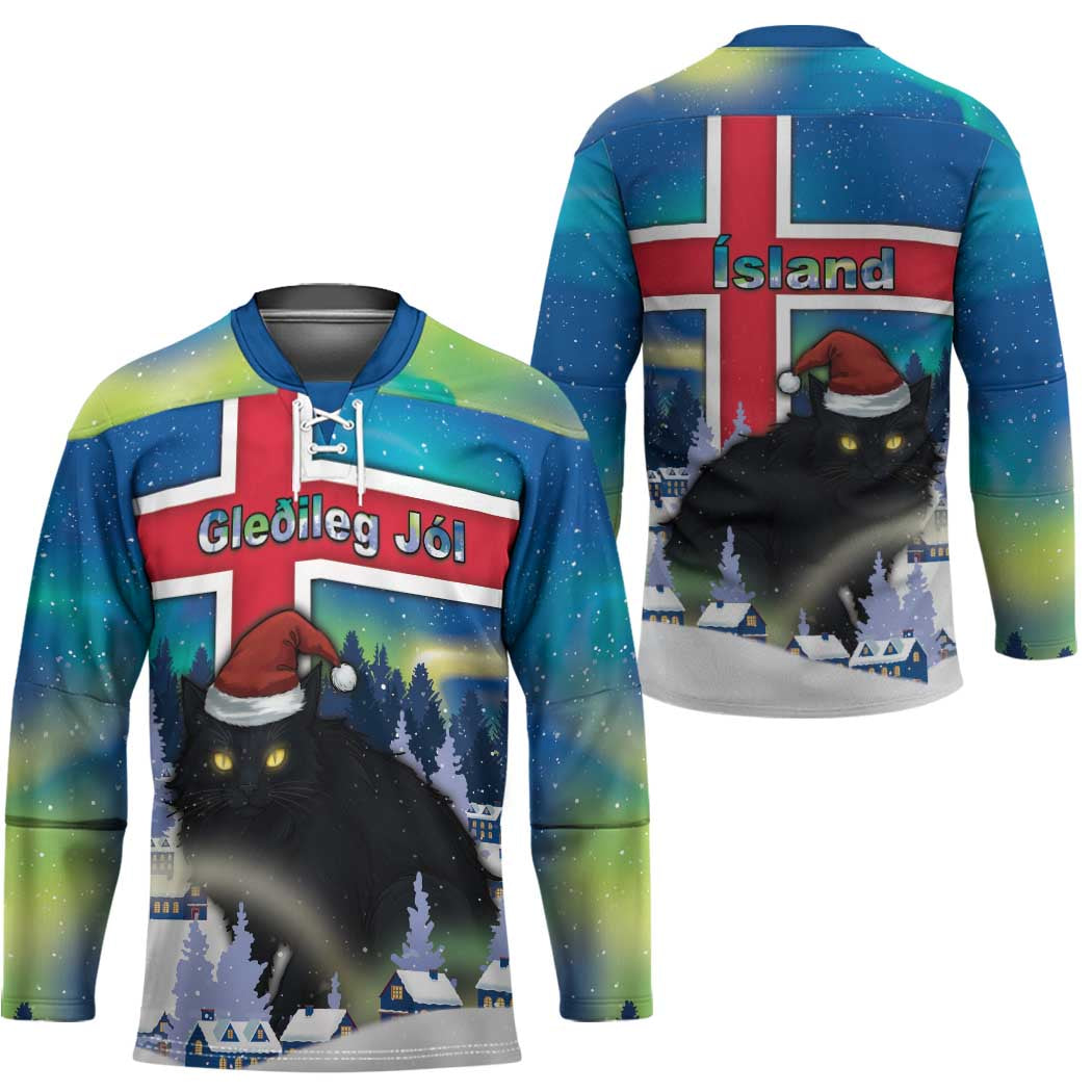 Iceland Christmas Hockey Jersey Yule Cat Gledileg Jol - Wonder Print Shop