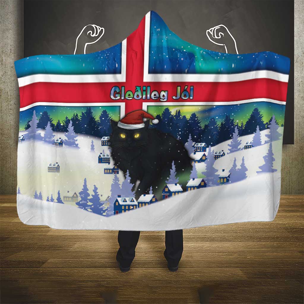 Iceland Christmas Hooded Blanket Yule Cat Gledileg Jol - Wonder Print Shop