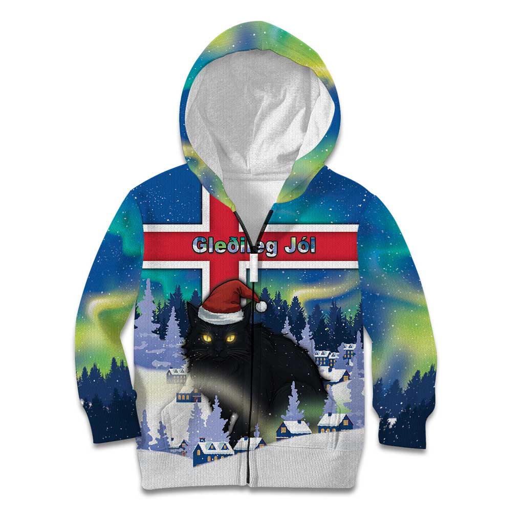 Iceland Christmas Kid Hoodie Yule Cat Gledileg Jol - Wonder Print Shop