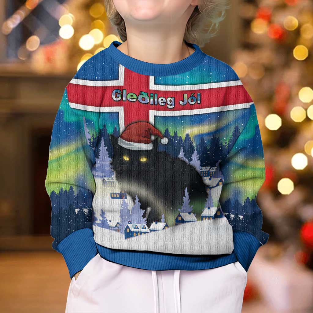 Iceland Christmas Kid Ugly Christmas Sweater Yule Cat Gledileg Jol - Wonder Print Shop