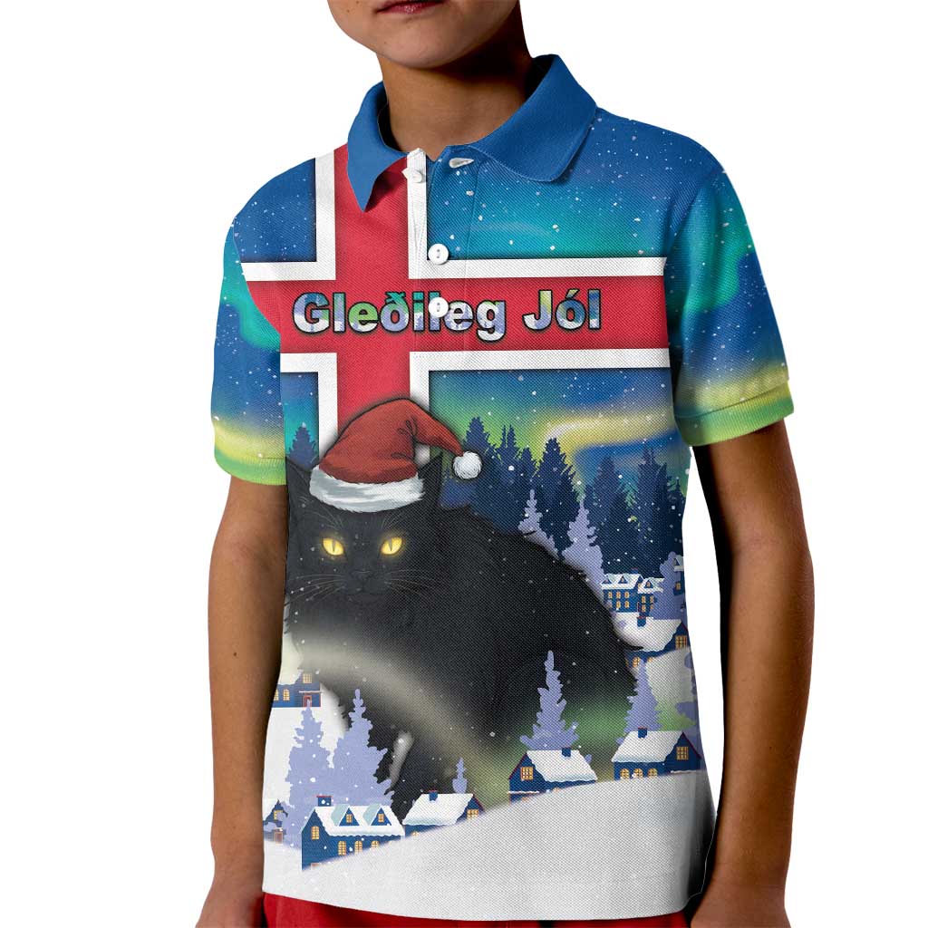 Iceland Christmas Kid Polo Shirt Yule Cat Gledileg Jol - Wonder Print Shop