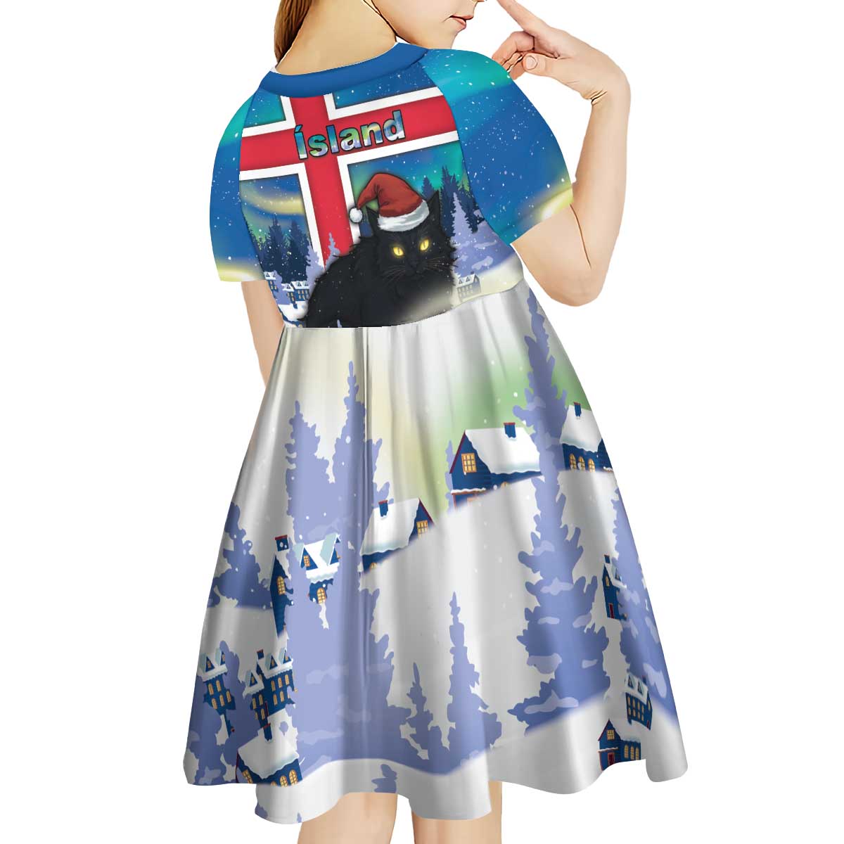 Iceland Christmas Kid Short Sleeve Dress Yule Cat Gledileg Jol - Wonder Print Shop