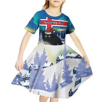 Iceland Christmas Kid Short Sleeve Dress Yule Cat Gledileg Jol - Wonder Print Shop