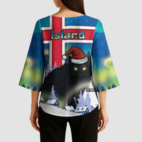 Iceland Christmas Kimono Sleeve Blouse Yule Cat Gledileg Jol - Wonder Print Shop
