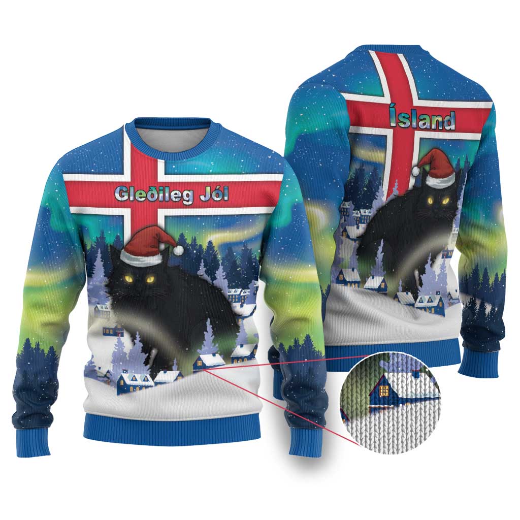 Iceland Christmas Ugly Christmas Sweater Yule Cat Gledileg Jol - Wonder Print Shop