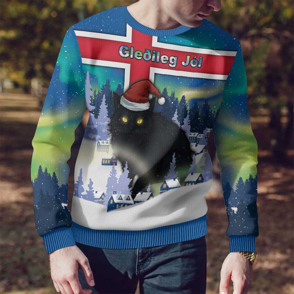 Iceland Christmas Ugly Christmas Sweater Yule Cat Gledileg Jol - Wonder Print Shop
