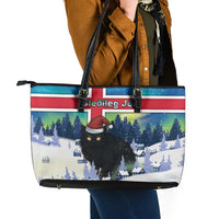 Iceland Christmas Leather Tote Bag Yule Cat Gledileg Jol - Wonder Print Shop