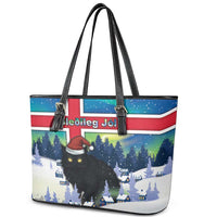 Iceland Christmas Leather Tote Bag Yule Cat Gledileg Jol - Wonder Print Shop