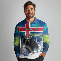 Iceland Christmas Long Sleeve Polo Shirt Yule Cat Gledileg Jol - Wonder Print Shop