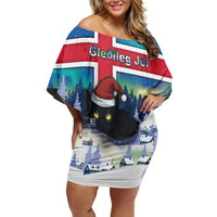 Iceland Christmas Off Shoulder Short Dress Yule Cat Gledileg Jol - Wonder Print Shop