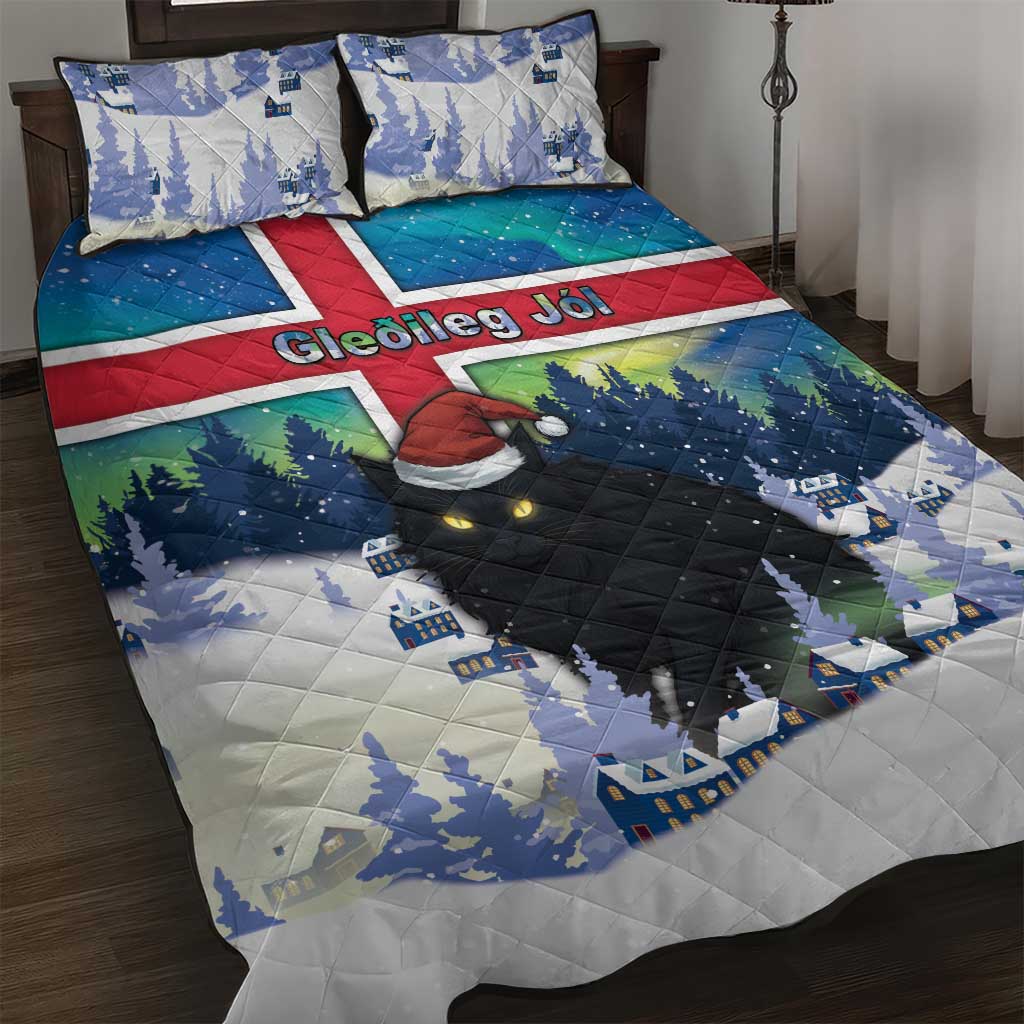 Iceland Christmas Quilt Bed Set Yule Cat Gledileg Jol - Wonder Print Shop