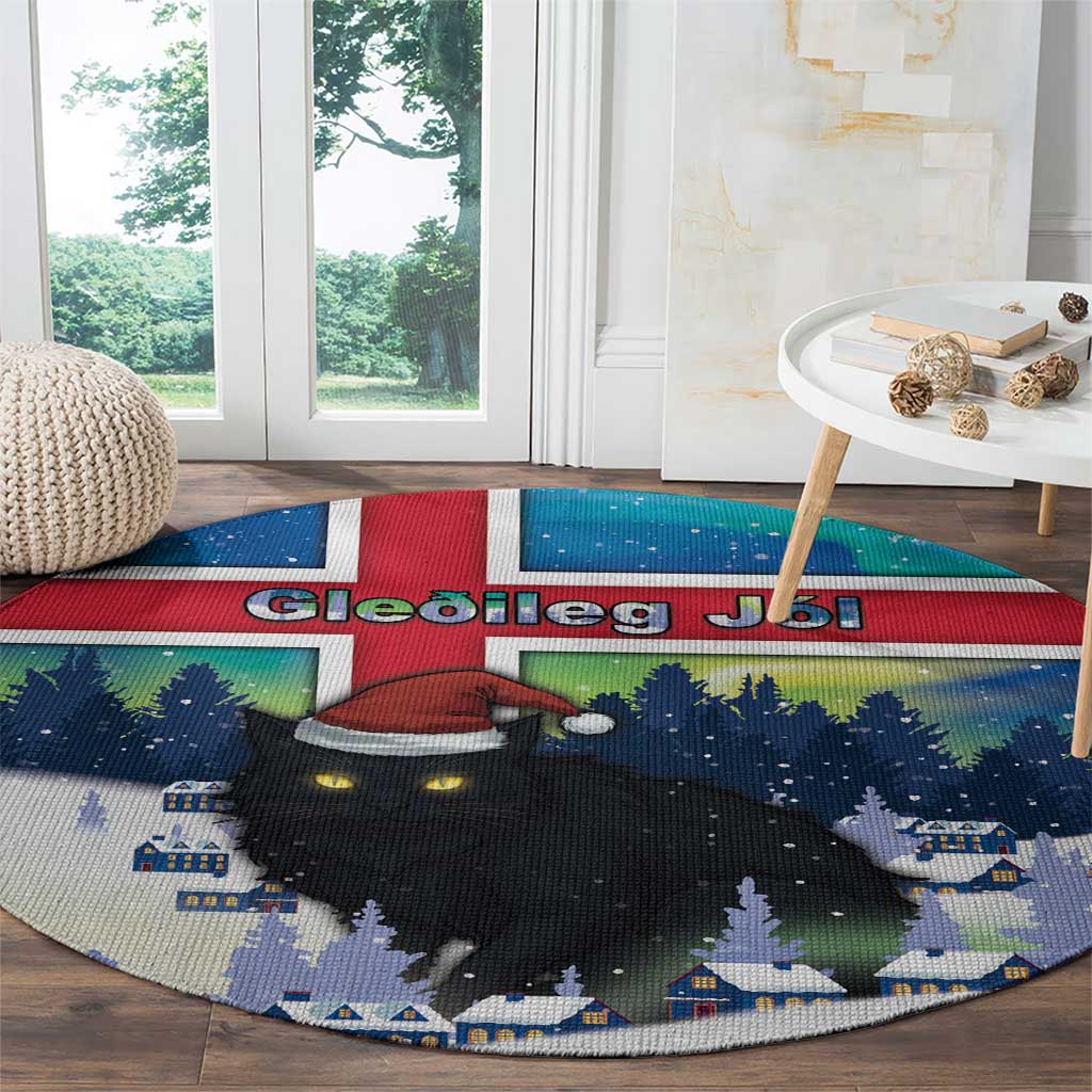 Iceland Christmas Round Carpet Yule Cat Gledileg Jol - Wonder Print Shop