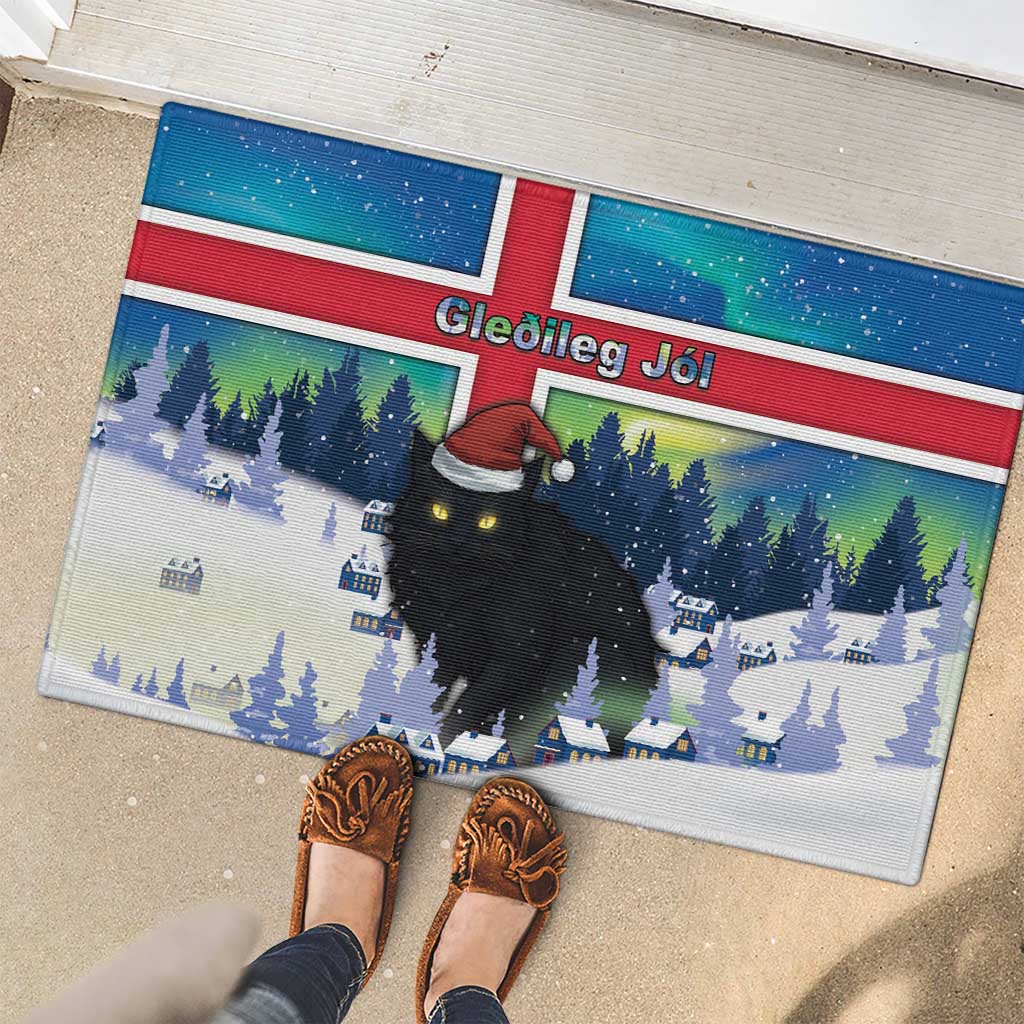 Iceland Christmas Rubber Doormat Yule Cat Gledileg Jol - Wonder Print Shop
