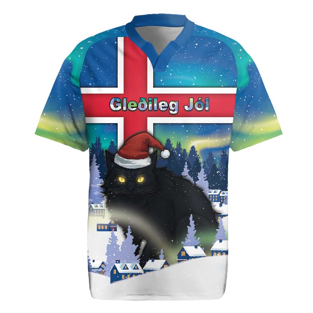 Iceland Christmas Rugby Jersey Yule Cat Gledileg Jol - Wonder Print Shop