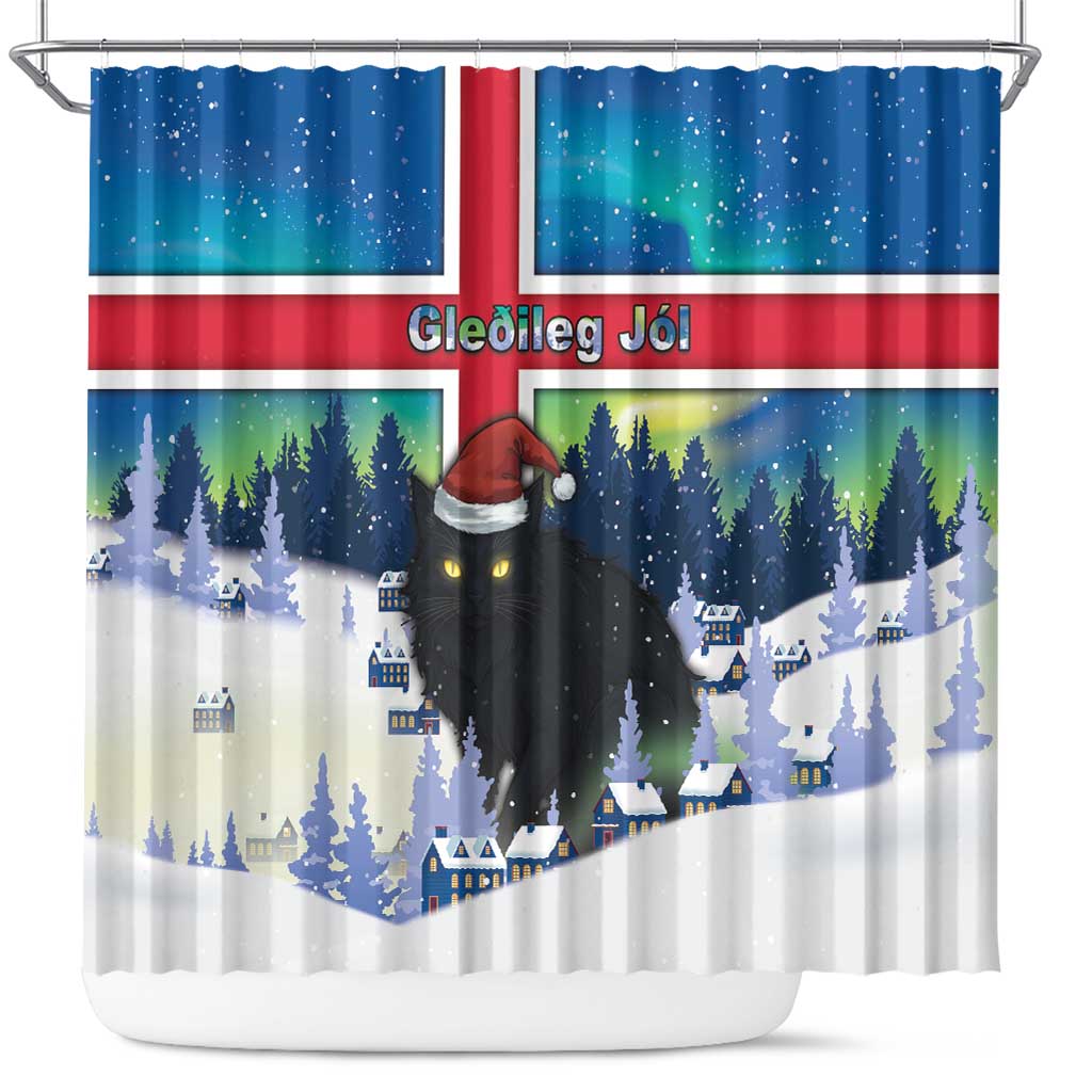 Iceland Christmas Shower Curtain Yule Cat Gledileg Jol - Wonder Print Shop