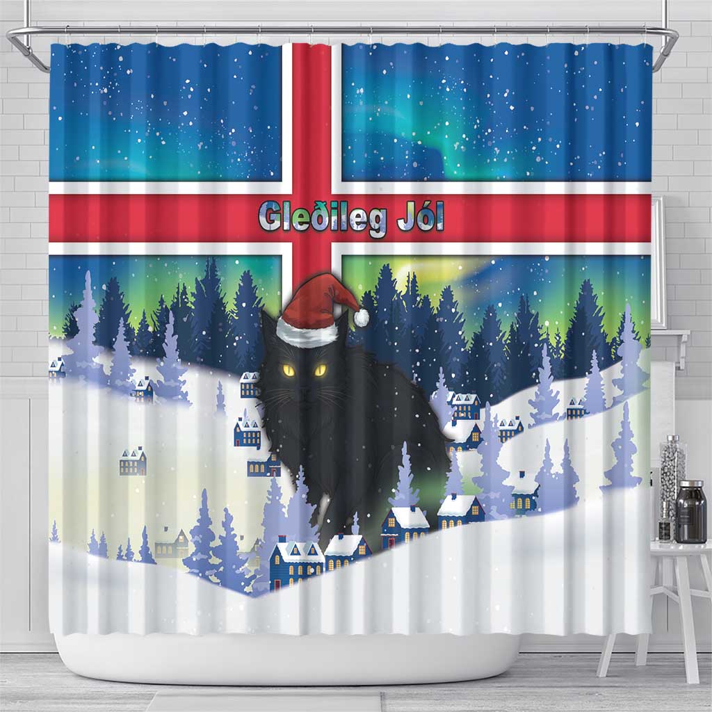 Iceland Christmas Shower Curtain Yule Cat Gledileg Jol - Wonder Print Shop