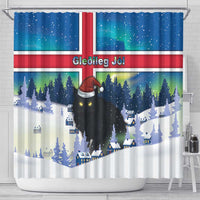 Iceland Christmas Shower Curtain Yule Cat Gledileg Jol - Wonder Print Shop