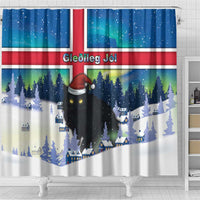 Iceland Christmas Shower Curtain Yule Cat Gledileg Jol - Wonder Print Shop