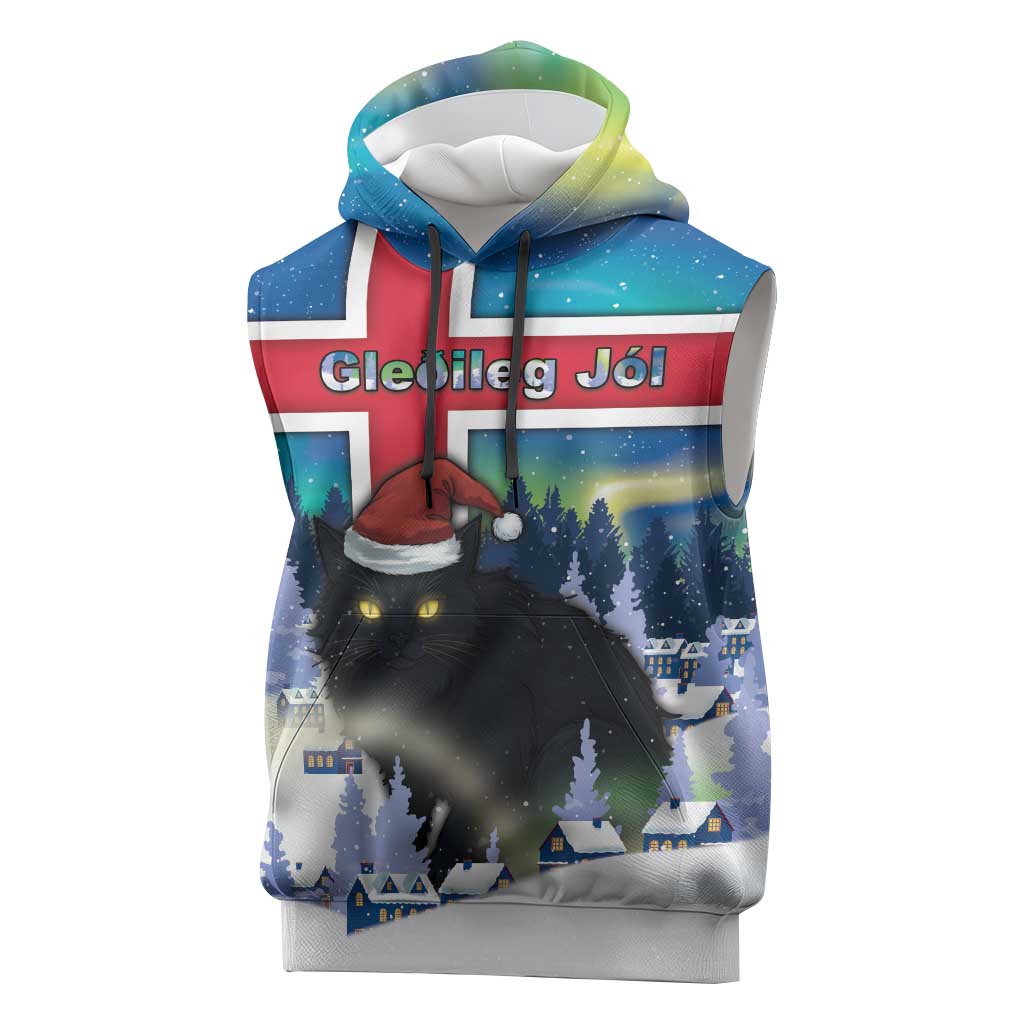 Iceland Christmas Sleeveless Hoodie Yule Cat Gledileg Jol - Wonder Print Shop
