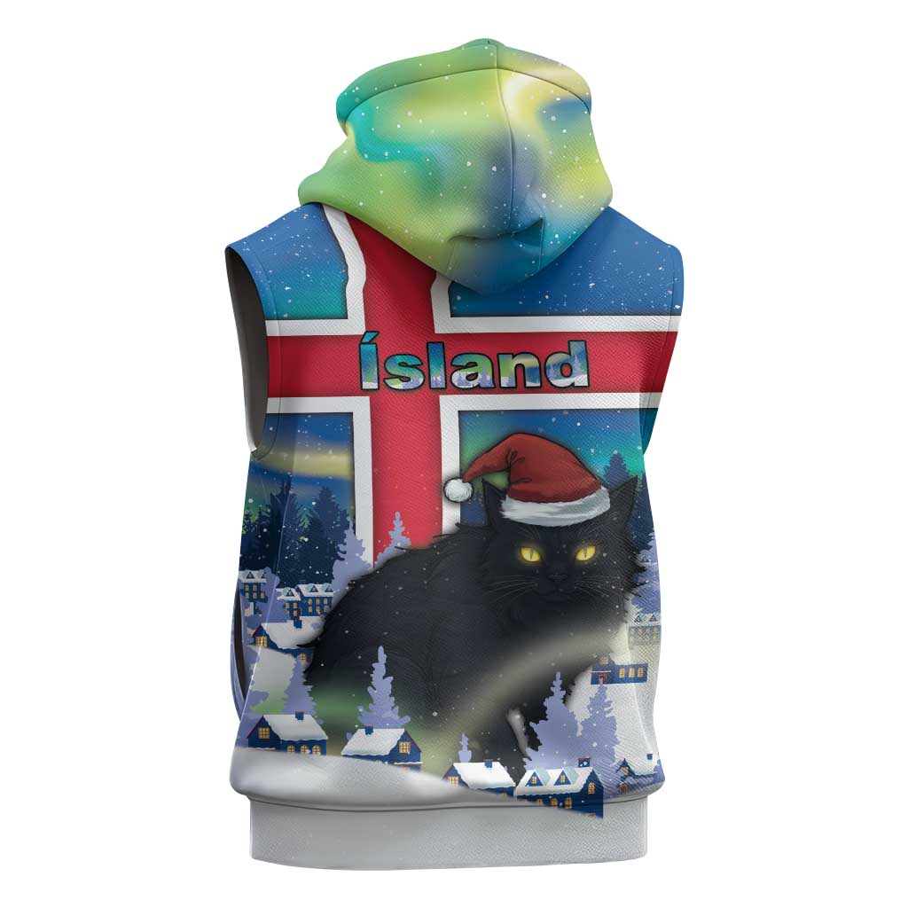 Iceland Christmas Sleeveless Zip Hoodie Yule Cat Gledileg Jol - Wonder Print Shop