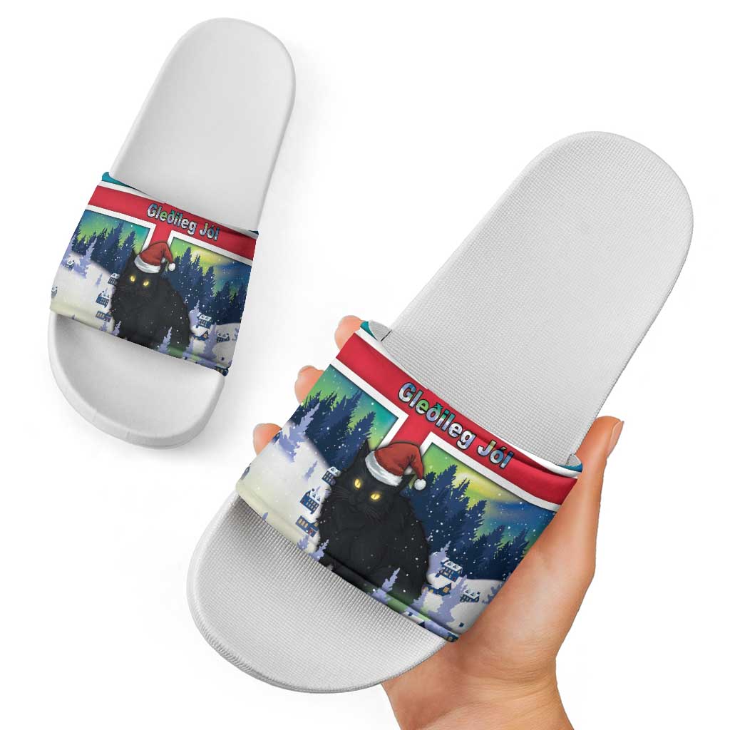 Iceland Christmas Slide Sandals Yule Cat Gledileg Jol - Wonder Print Shop