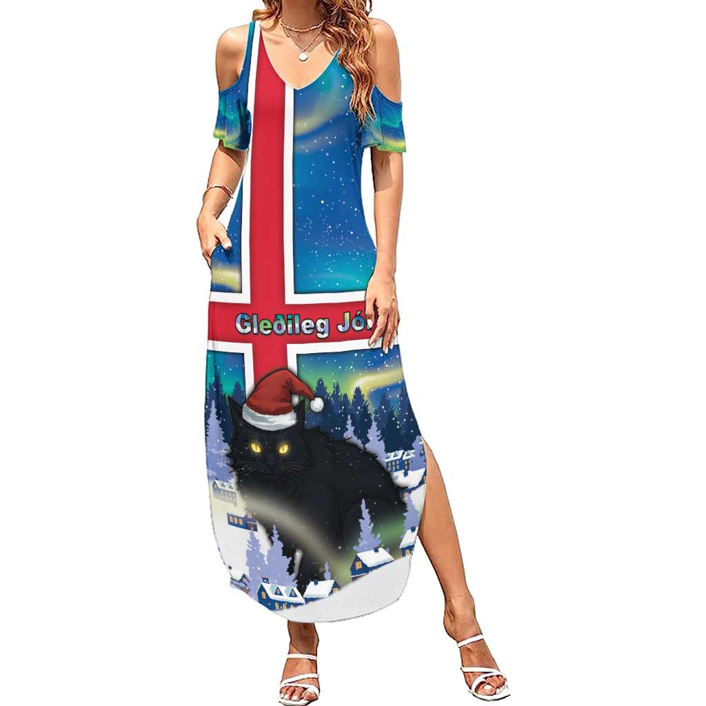Iceland Christmas Summer Maxi Dress Yule Cat Gledileg Jol - Wonder Print Shop