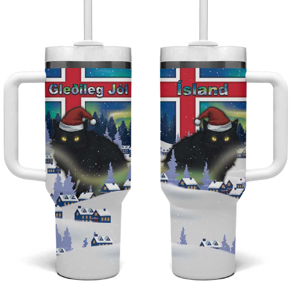 Iceland Christmas Tumbler With Handle Yule Cat Gledileg Jol - Wonder Print Shop