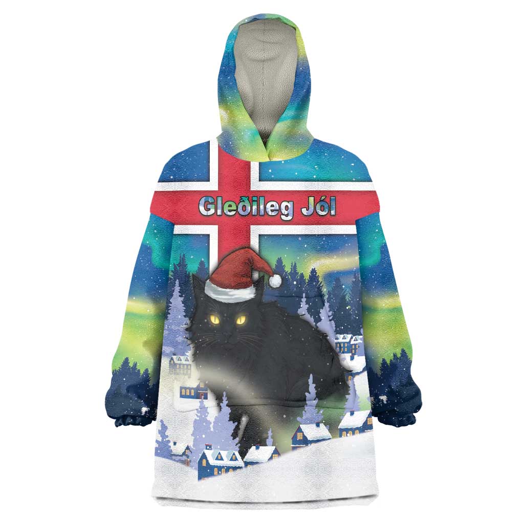 Iceland Christmas Wearable Blanket Hoodie Yule Cat Gledileg Jol - Wonder Print Shop