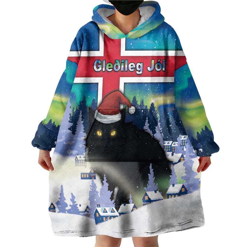 Iceland Christmas Wearable Blanket Hoodie Yule Cat Gledileg Jol - Wonder Print Shop