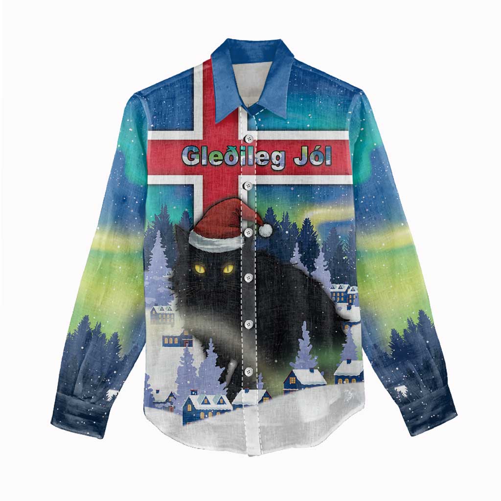 Iceland Christmas Women Casual Shirt Yule Cat Gledileg Jol - Wonder Print Shop