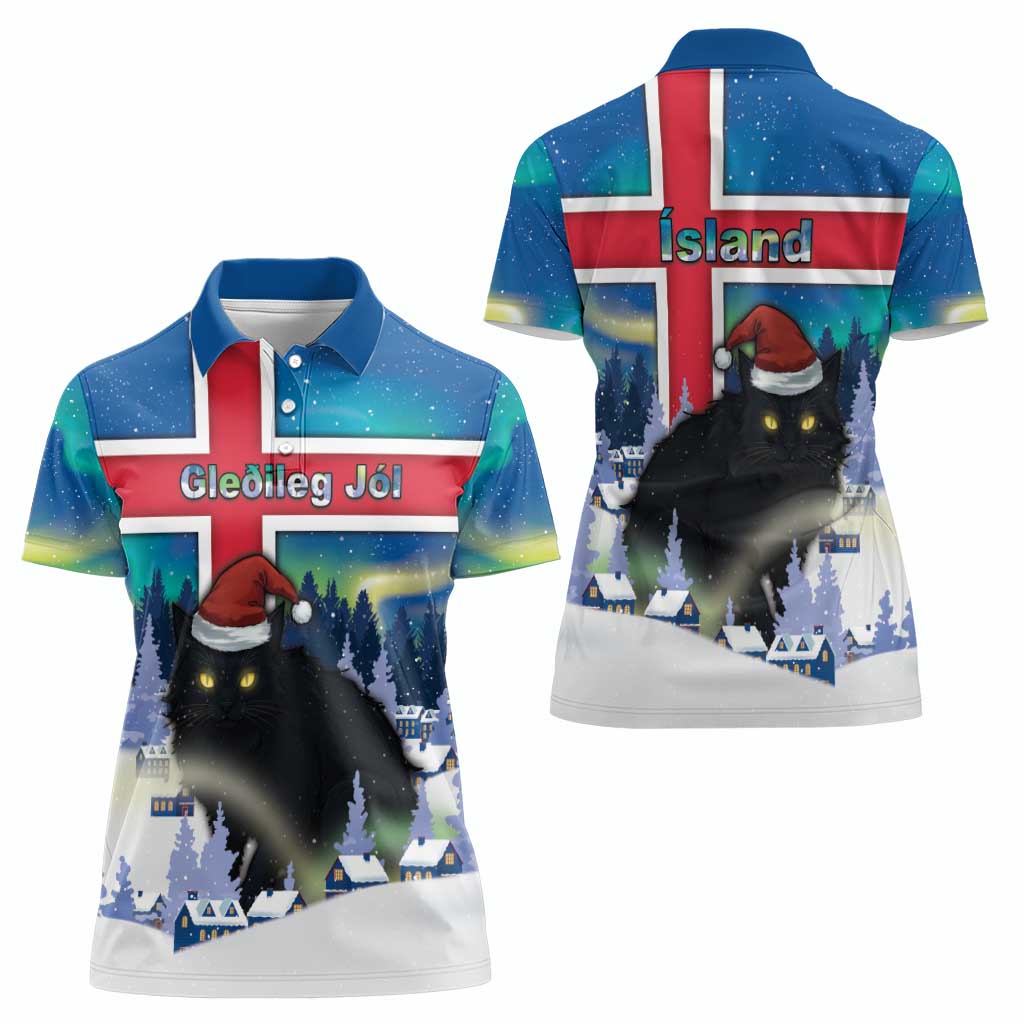 Iceland Christmas Women Polo Shirt Yule Cat Gledileg Jol - Wonder Print Shop