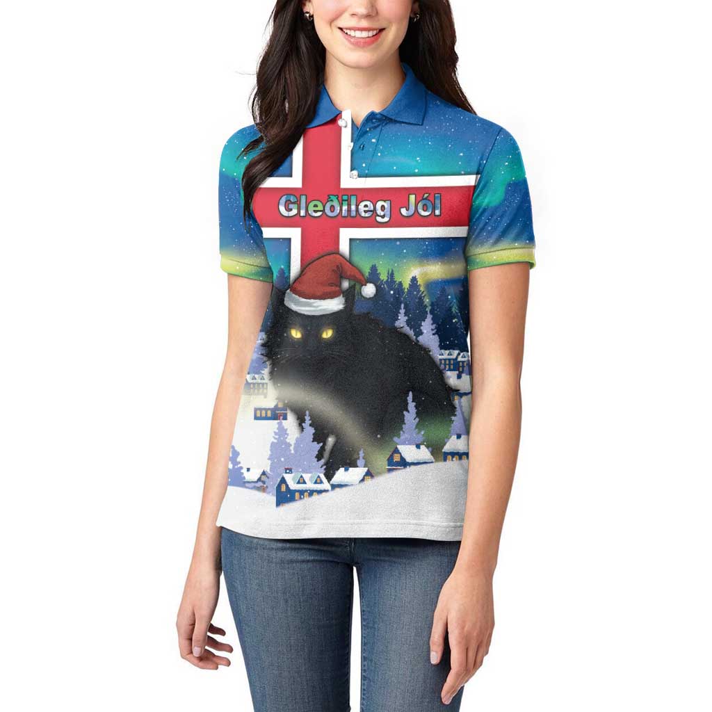 Iceland Christmas Women Polo Shirt Yule Cat Gledileg Jol - Wonder Print Shop