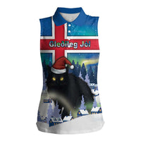 Iceland Christmas Women Sleeveless Polo Shirt Yule Cat Gledileg Jol - Wonder Print Shop