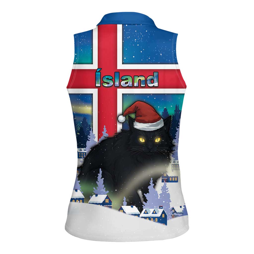 Iceland Christmas Women Sleeveless Polo Shirt Yule Cat Gledileg Jol - Wonder Print Shop
