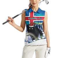 Iceland Christmas Women Sleeveless Polo Shirt Yule Cat Gledileg Jol - Wonder Print Shop