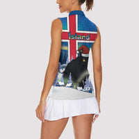 Iceland Christmas Women Sleeveless Polo Shirt Yule Cat Gledileg Jol - Wonder Print Shop