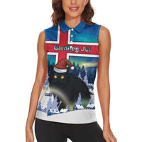 Iceland Christmas Women Sleeveless Polo Shirt Yule Cat Gledileg Jol - Wonder Print Shop
