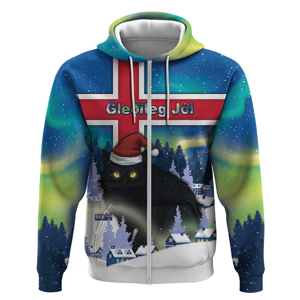 Iceland Christmas Zip Hoodie Yule Cat Gledileg Jol - Wonder Print Shop