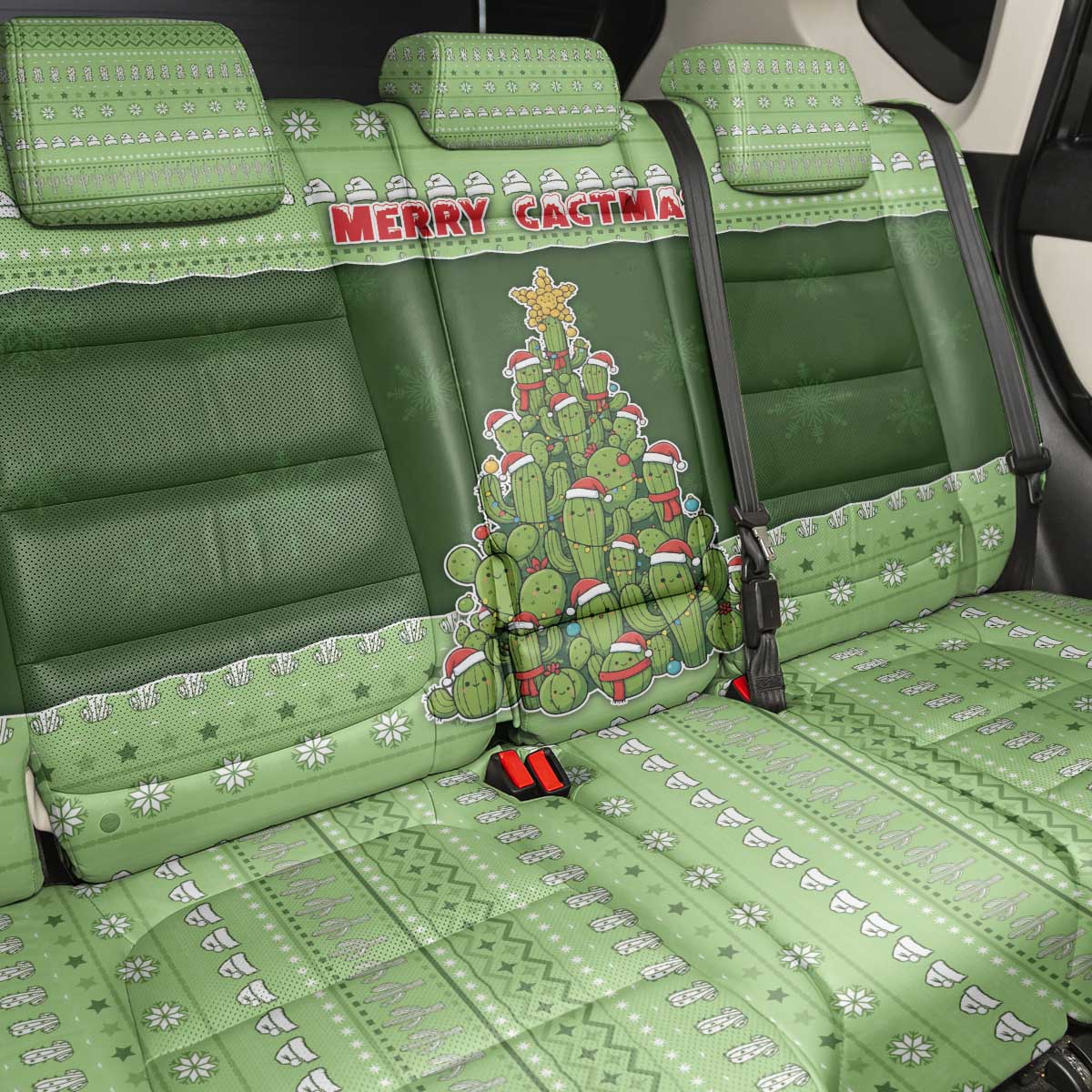 Cactus Christmas Back Car Seat Cover Merry Cactmas - Wonder Print Shop
