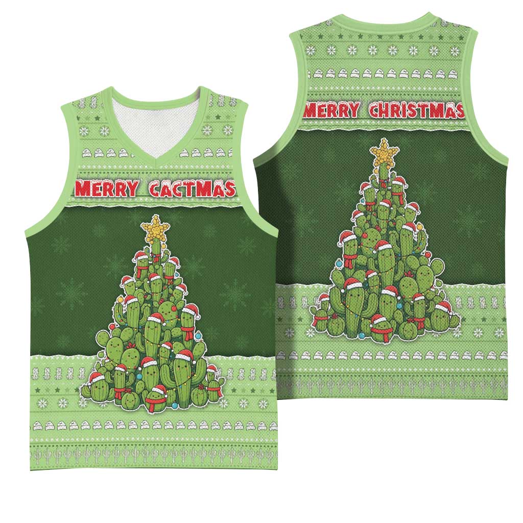 Cactus Christmas Basketball Jersey Merry Cactmas - Wonder Print Shop