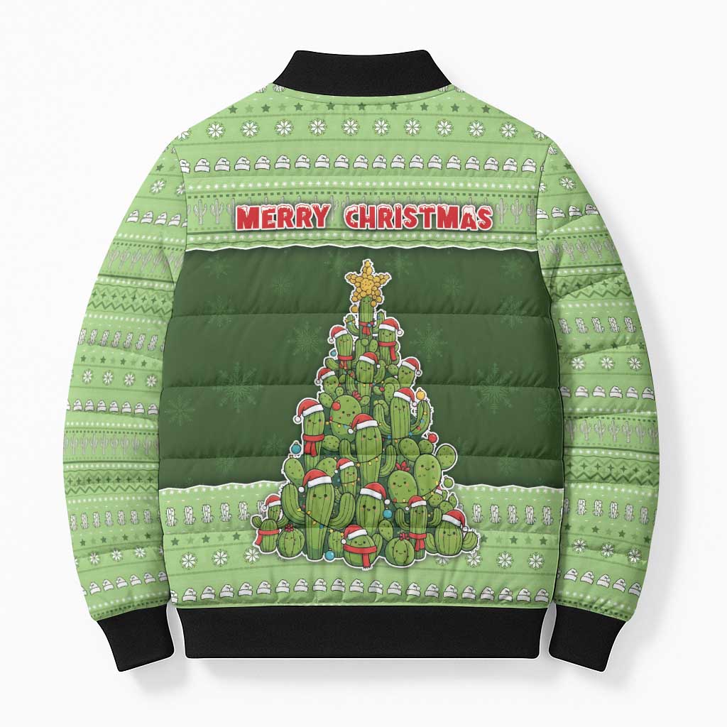 Cactus Christmas Bomber Puffer Jacket Merry Cactmas - Wonder Print Shop