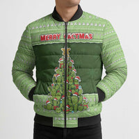 Cactus Christmas Bomber Puffer Jacket Merry Cactmas - Wonder Print Shop