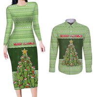Cactus Christmas Couples Matching Long Sleeve Bodycon Dress and Long Sleeve Button Shirt Merry Cactmas - undefined