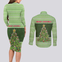 Cactus Christmas Couples Matching Long Sleeve Bodycon Dress and Long Sleeve Button Shirt Merry Cactmas - undefined