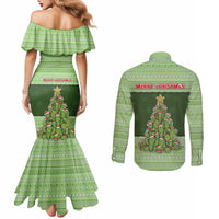 Cactus Christmas Couples Matching Mermaid Dress and Long Sleeve Button Shirt Merry Cactmas - Wonder Print Shop