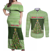 Cactus Christmas Couples Matching Off Shoulder Maxi Dress and Long Sleeve Button Shirt Merry Cactmas - Wonder Print Shop