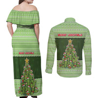 Cactus Christmas Couples Matching Off Shoulder Maxi Dress and Long Sleeve Button Shirt Merry Cactmas - Wonder Print Shop