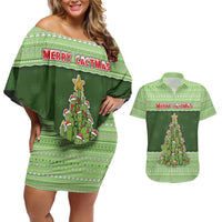 Cactus Christmas Couples Matching Off Shoulder Short Dress and Hawaiian Shirt Merry Cactmas - Wonder Print Shop